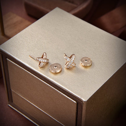 [✨ROSE💎]JEUX DE GOLD DIAMOND EARRINGS