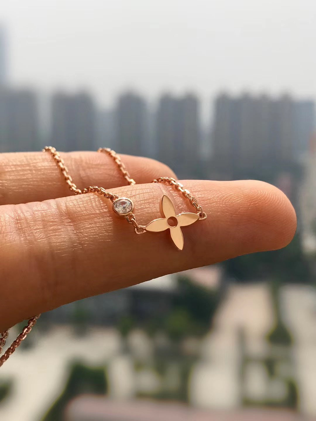 [✨ROSE💎]BLOSSOM PENDANT PINK GOLD AND DIAMOND