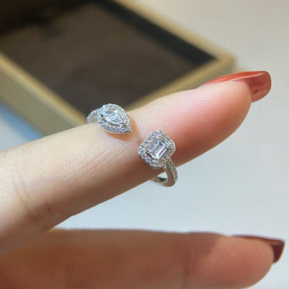 [✨ROSE💎]MY TWIN TOI & MOI SILVER DIAMOND RING