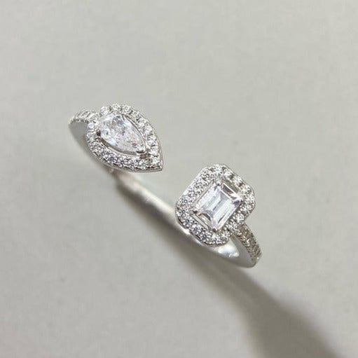 [✨ROSE💎]MY TWIN TOI & MOI SILVER DIAMOND RING