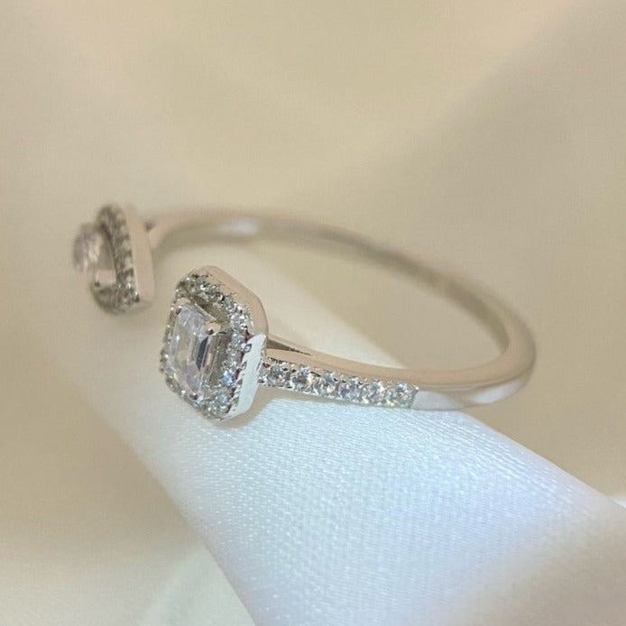 [✨ROSE💎]MY TWIN TOI & MOI SILVER DIAMOND RING