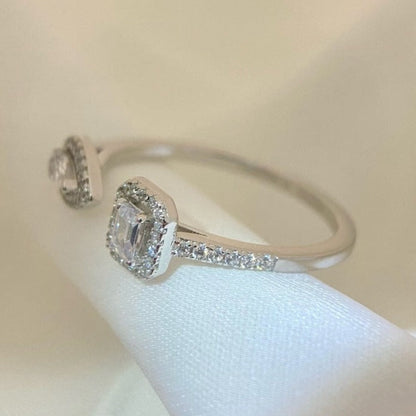 [✨ROSE💎]MY TWIN TOI & MOI SILVER DIAMOND RING