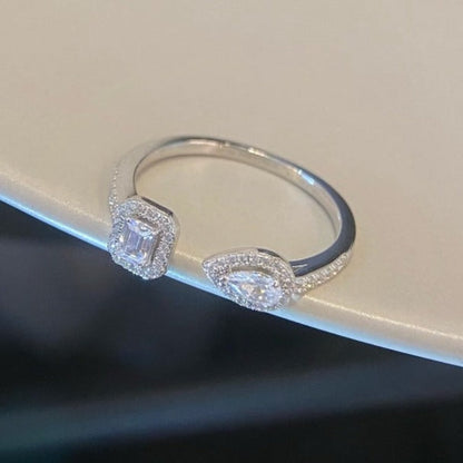 [✨ROSE💎]MY TWIN TOI & MOI SILVER DIAMOND RING