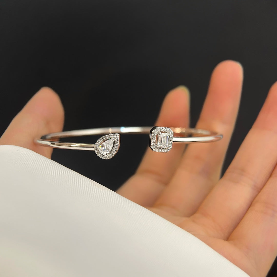 [✨ROSE💎]JONC FLEX MY TWIN TOI & MOI SILVER DIAMOND BRACELET