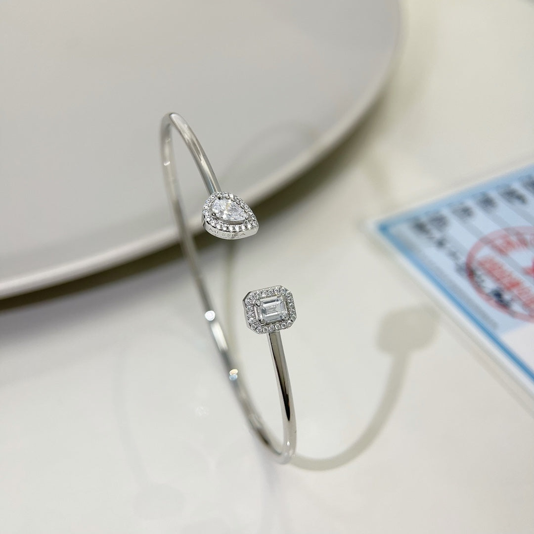 [✨ROSE💎]JONC FLEX MY TWIN TOI & MOI SILVER DIAMOND BRACELET