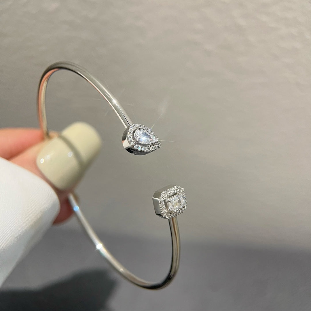 [✨ROSE💎]JONC FLEX MY TWIN TOI & MOI SILVER DIAMOND BRACELET