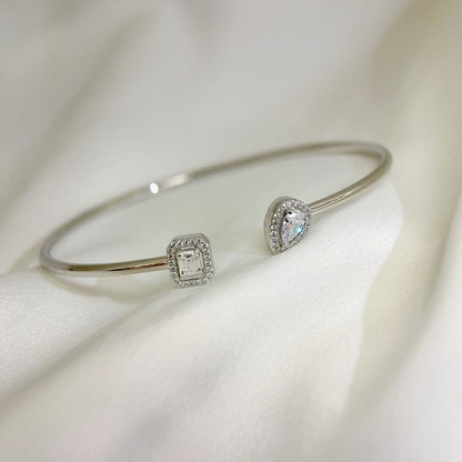 [✨ROSE💎]JONC FLEX MY TWIN TOI & MOI SILVER DIAMOND BRACELET
