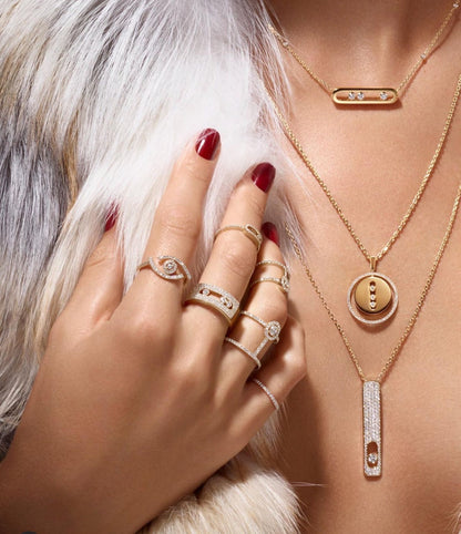 [✨ROSE💎]LUCKY MOVE PM NECKLACE PINK GOLD DIAMOND