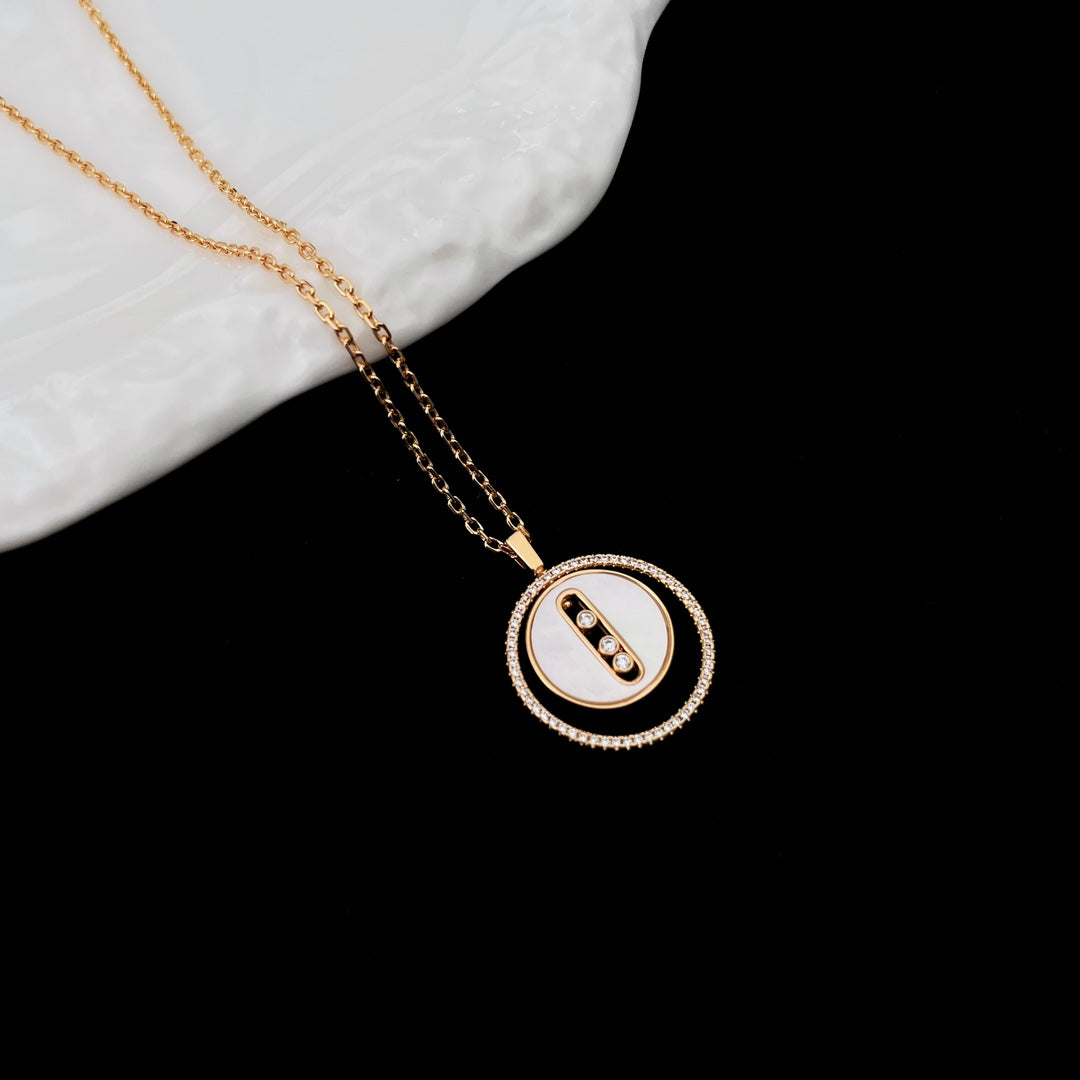 [✨ROSE💎]LUCKY MOVE MM NACRE BLANCHE DIAMOND NECKLACE