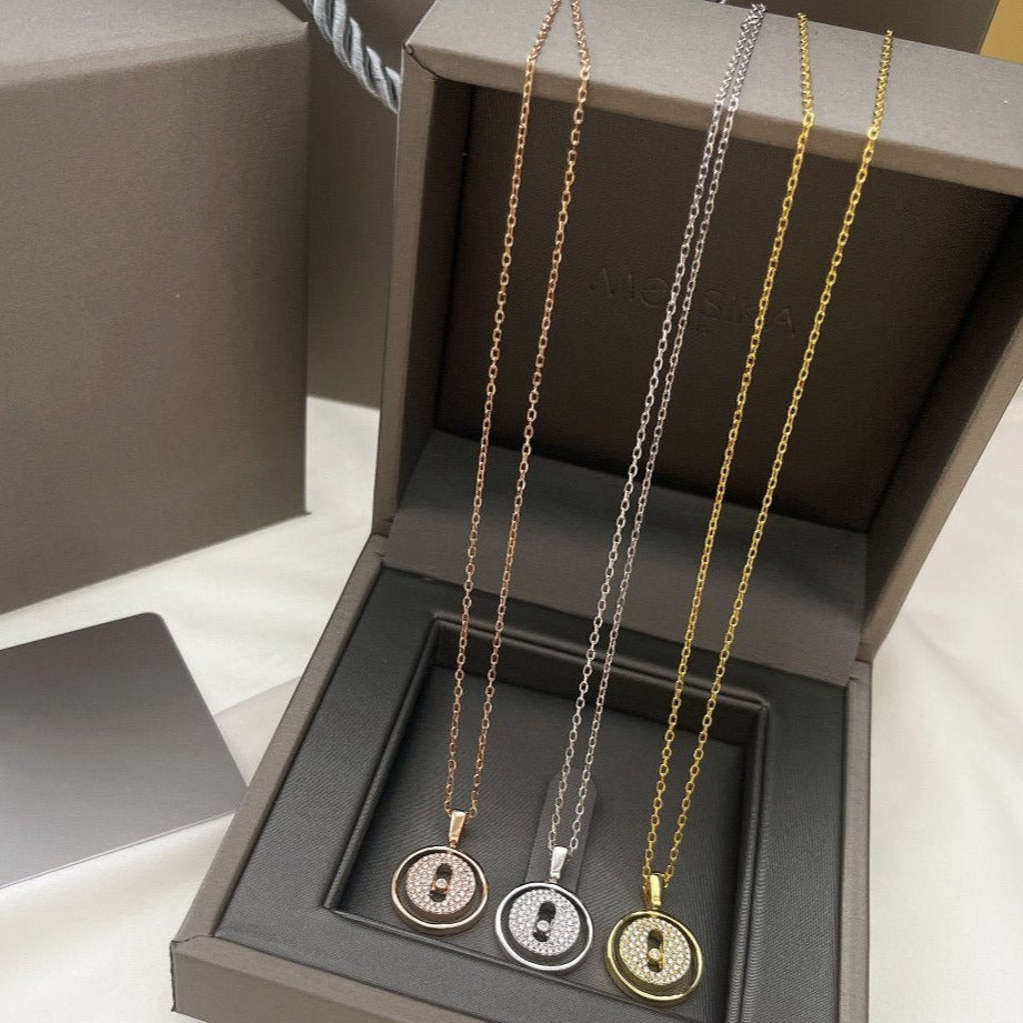 [✨ROSE💎]LUCKY MOVER PM PAVED NECKLACE