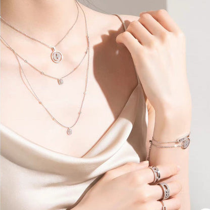 [✨ROSE💎]LUCKY MOVER PM PAVED NECKLACE