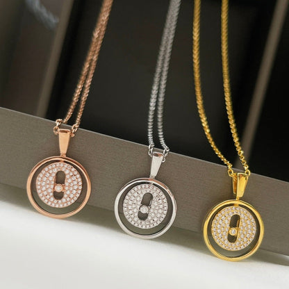 [✨ROSE💎]LUCKY MOVER PM PAVED NECKLACE