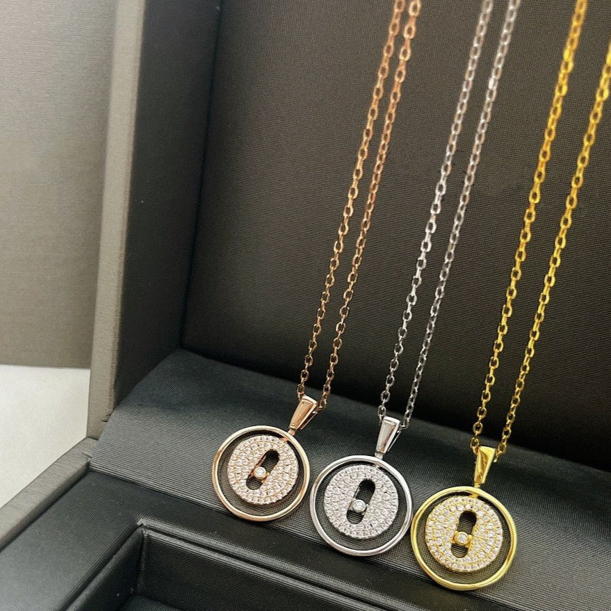 [✨ROSE💎]LUCKY MOVER PM PAVED NECKLACE