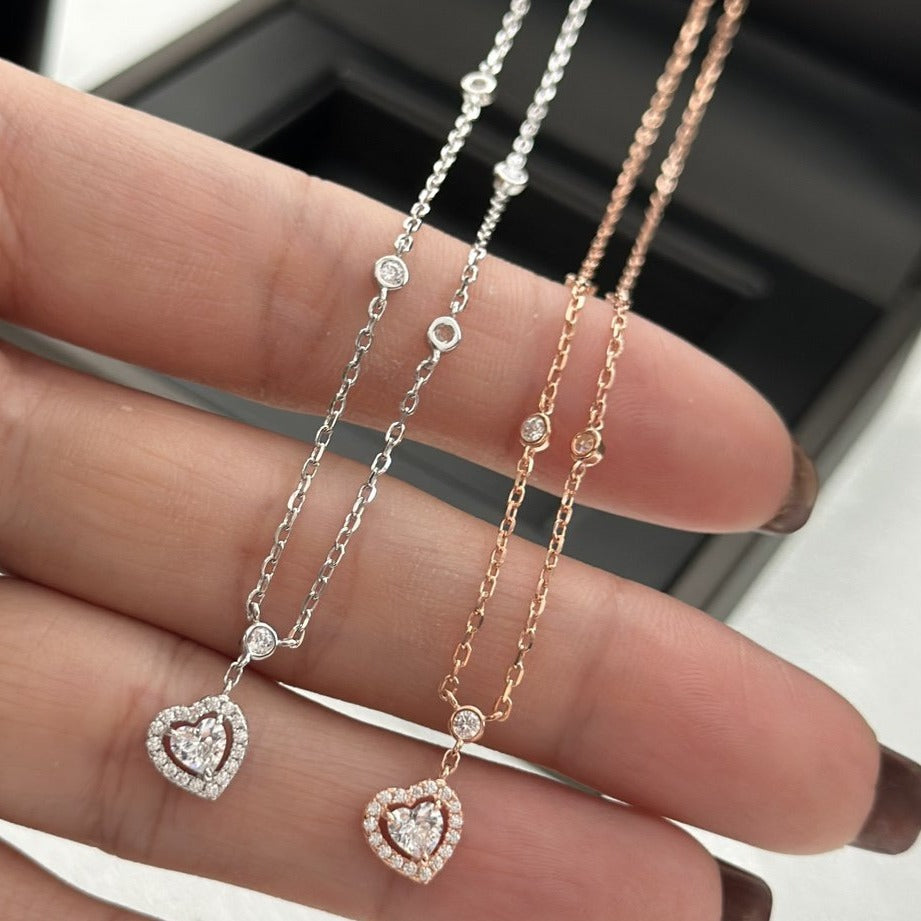[✨ROSE💎]JOY HEART DIAMOND NECKLACE