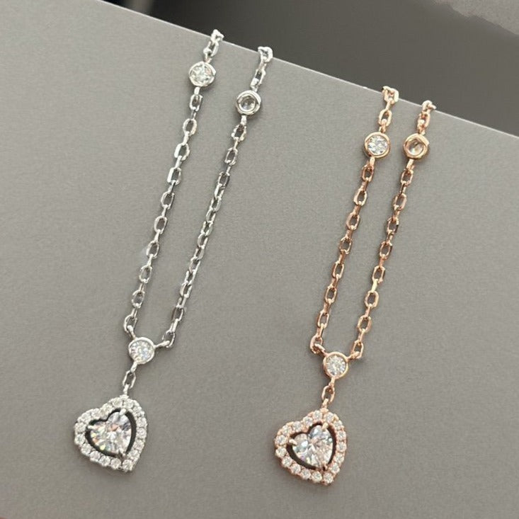[✨ROSE💎]JOY HEART DIAMOND NECKLACE