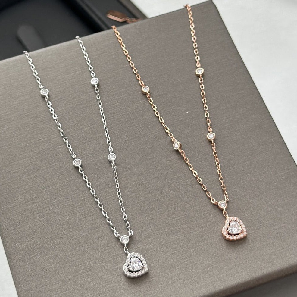 [✨ROSE💎]JOY HEART DIAMOND NECKLACE