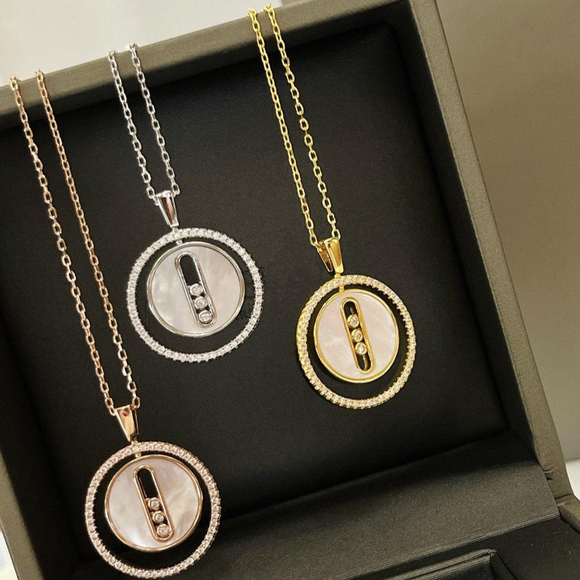 [✨ROSE💎]LUCKY MOVE MM NACRE BLANCHE DIAMOND NECKLACE