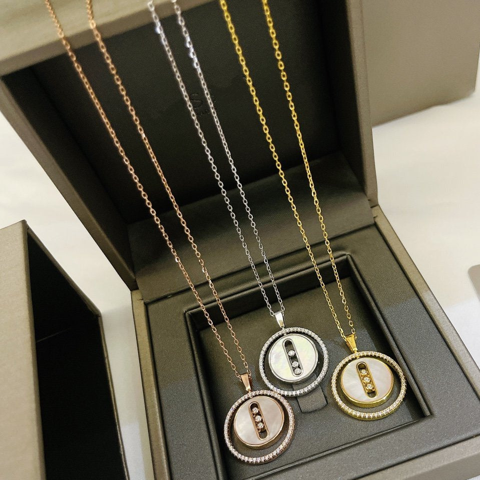 [✨ROSE💎]LUCKY MOVE MM NACRE BLANCHE DIAMOND NECKLACE