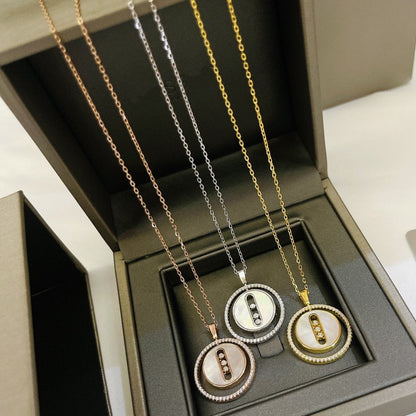 [✨ROSE💎]LUCKY MOVE MM NACRE BLANCHE DIAMOND NECKLACE