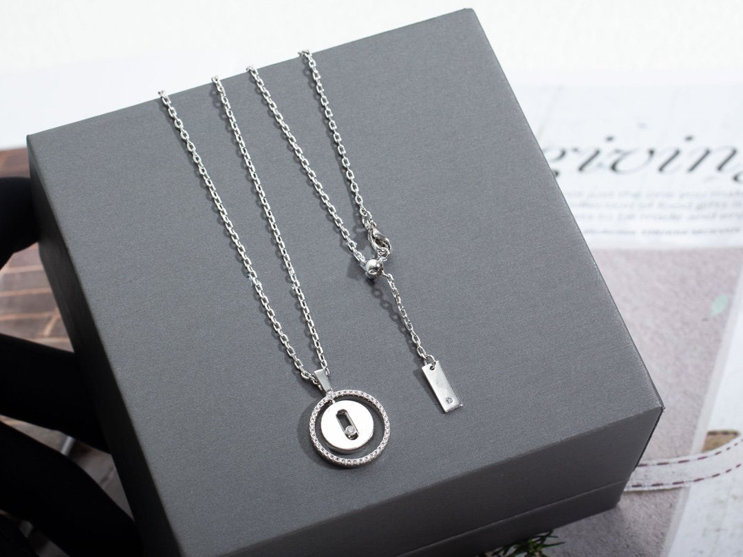 [✨ROSE💎]LUCKY MOVE PM NECKLACE SILVER DIAMOND