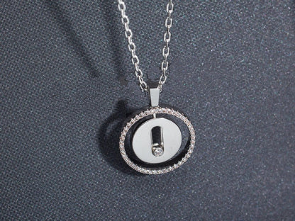 [✨ROSE💎]LUCKY MOVE PM NECKLACE SILVER DIAMOND