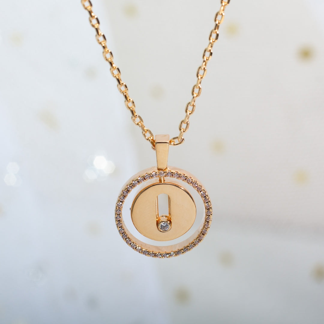[✨ROSE💎]LUCKY MOVE PM NECKLACE PINK GOLD DIAMOND