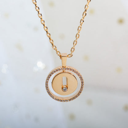 [✨ROSE💎]LUCKY MOVE PM NECKLACE PINK GOLD DIAMOND