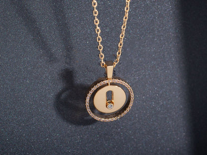 [✨ROSE💎]LUCKY MOVE PM NECKLACE PINK GOLD DIAMOND