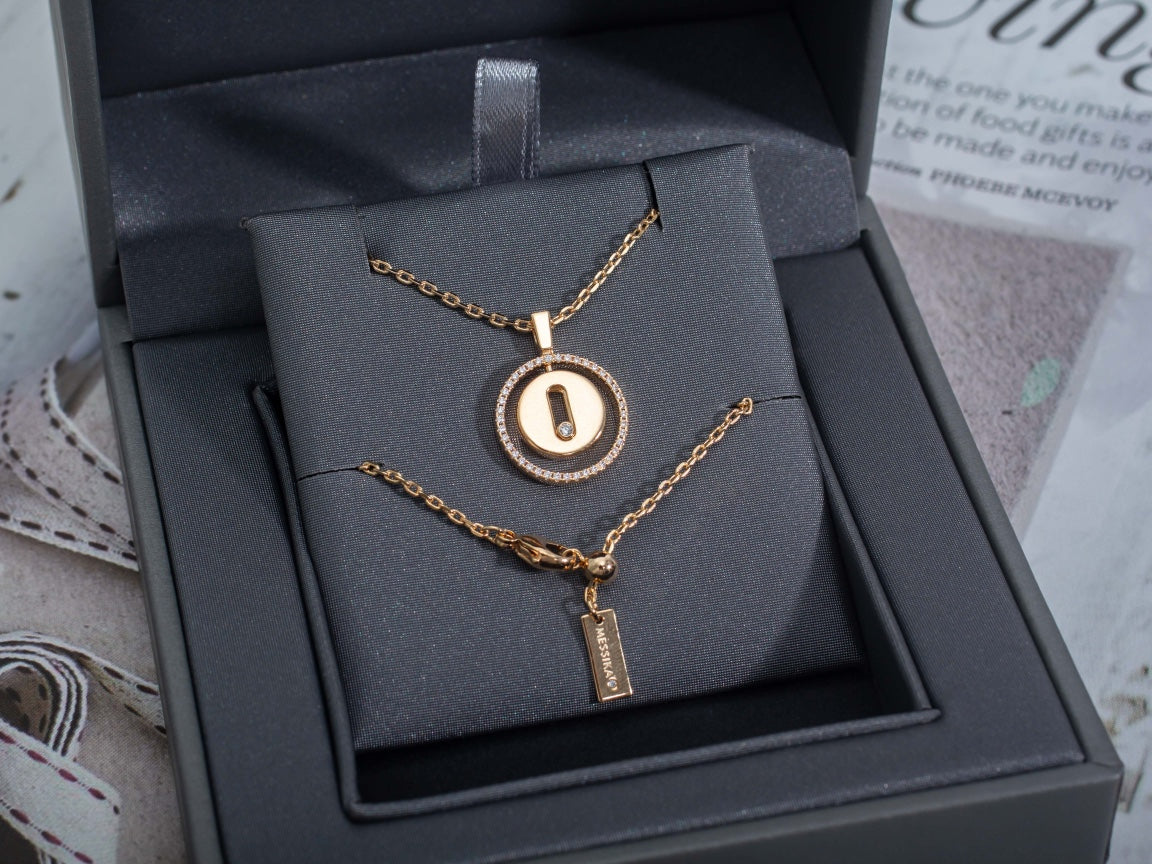 [✨ROSE💎]LUCKY MOVE PM NECKLACE PINK GOLD DIAMOND