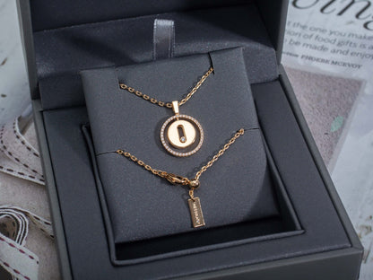 [✨ROSE💎]LUCKY MOVE PM NECKLACE PINK GOLD DIAMOND
