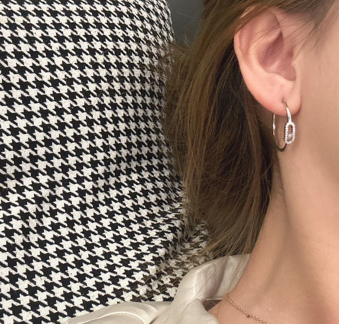 [✨ROSE💎]CREOLES MOVE UNO PM DIAMOND EARRINGS