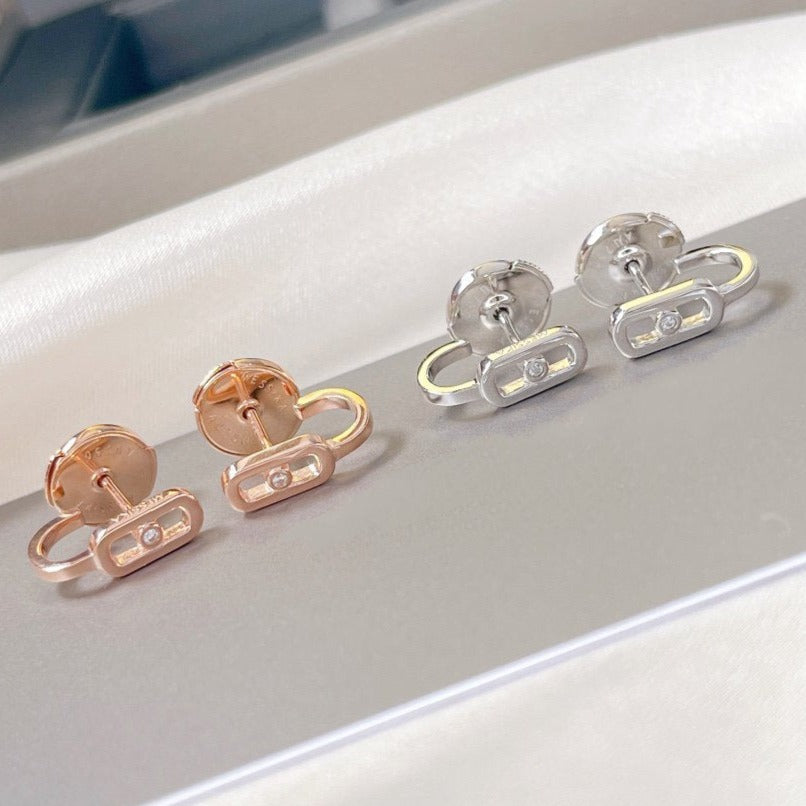 [✨ROSE💎]CREOLES MOVE UNO MINI 1 DIAMOND EARRINGS