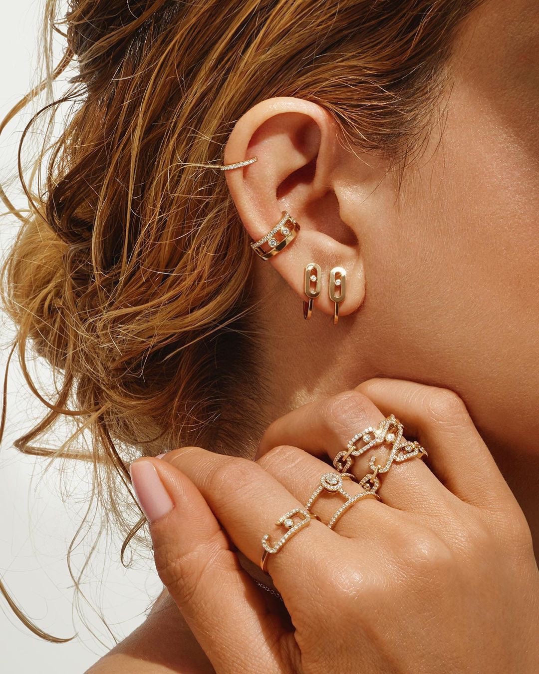[✨ROSE💎]CREOLES MOVE UNO MINI 1 DIAMOND EARRINGS