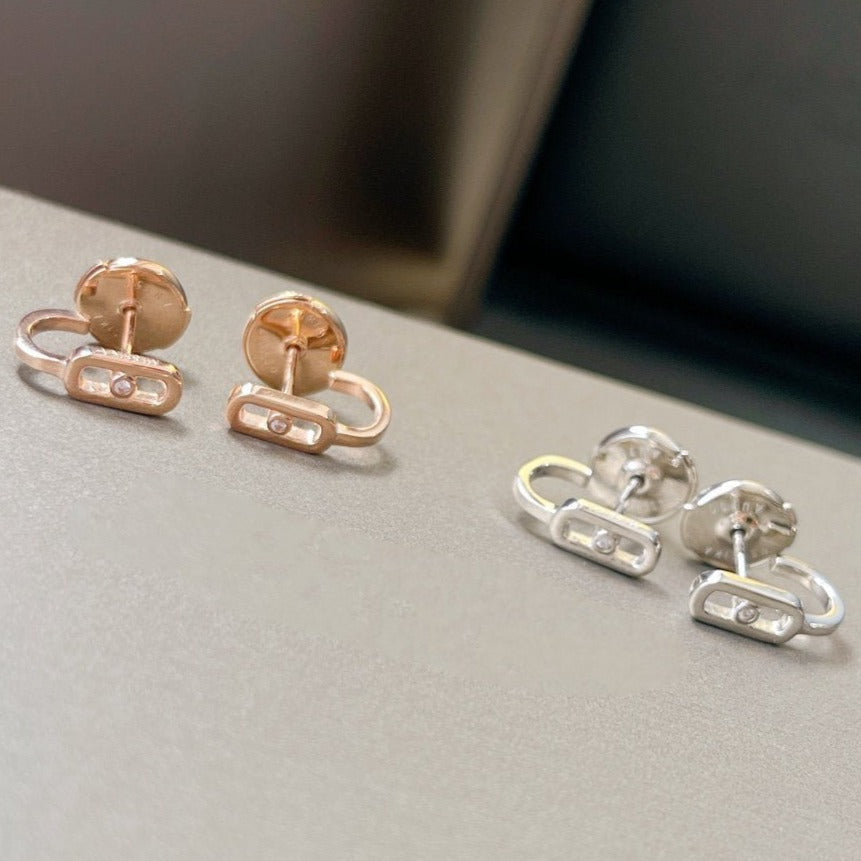 [✨ROSE💎]CREOLES MOVE UNO MINI 1 DIAMOND EARRINGS