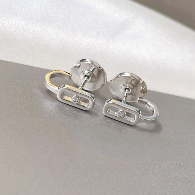 [✨ROSE💎]CREOLES MOVE UNO MINI 1 DIAMOND EARRINGS