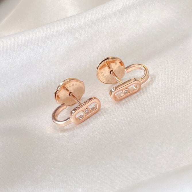 [✨ROSE💎]CREOLES MOVE UNO MINI 1 DIAMOND EARRINGS