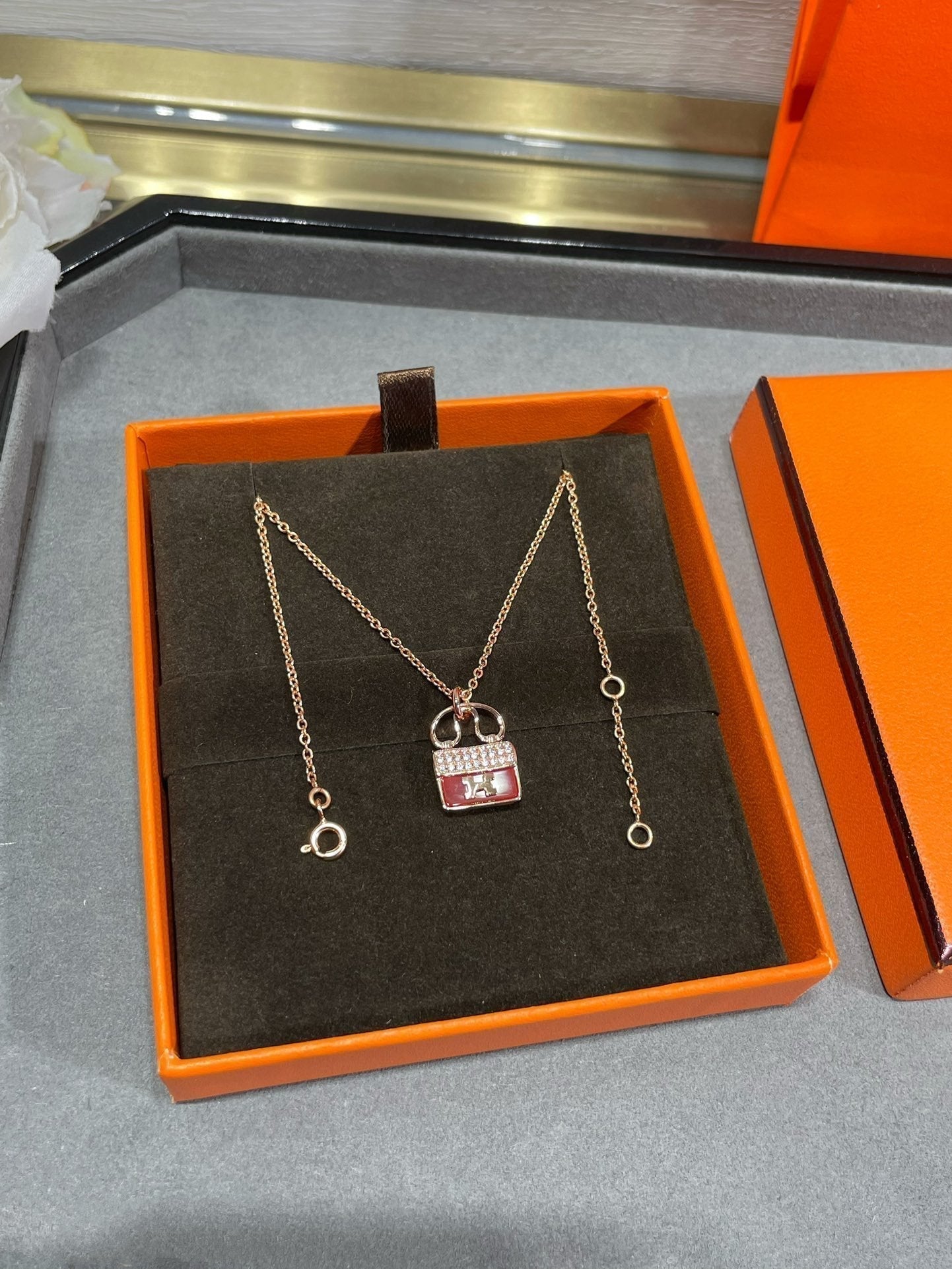 [✨ROSE💎]H CIRCE MOISSANITE PENDANT NECKLACE GOLD