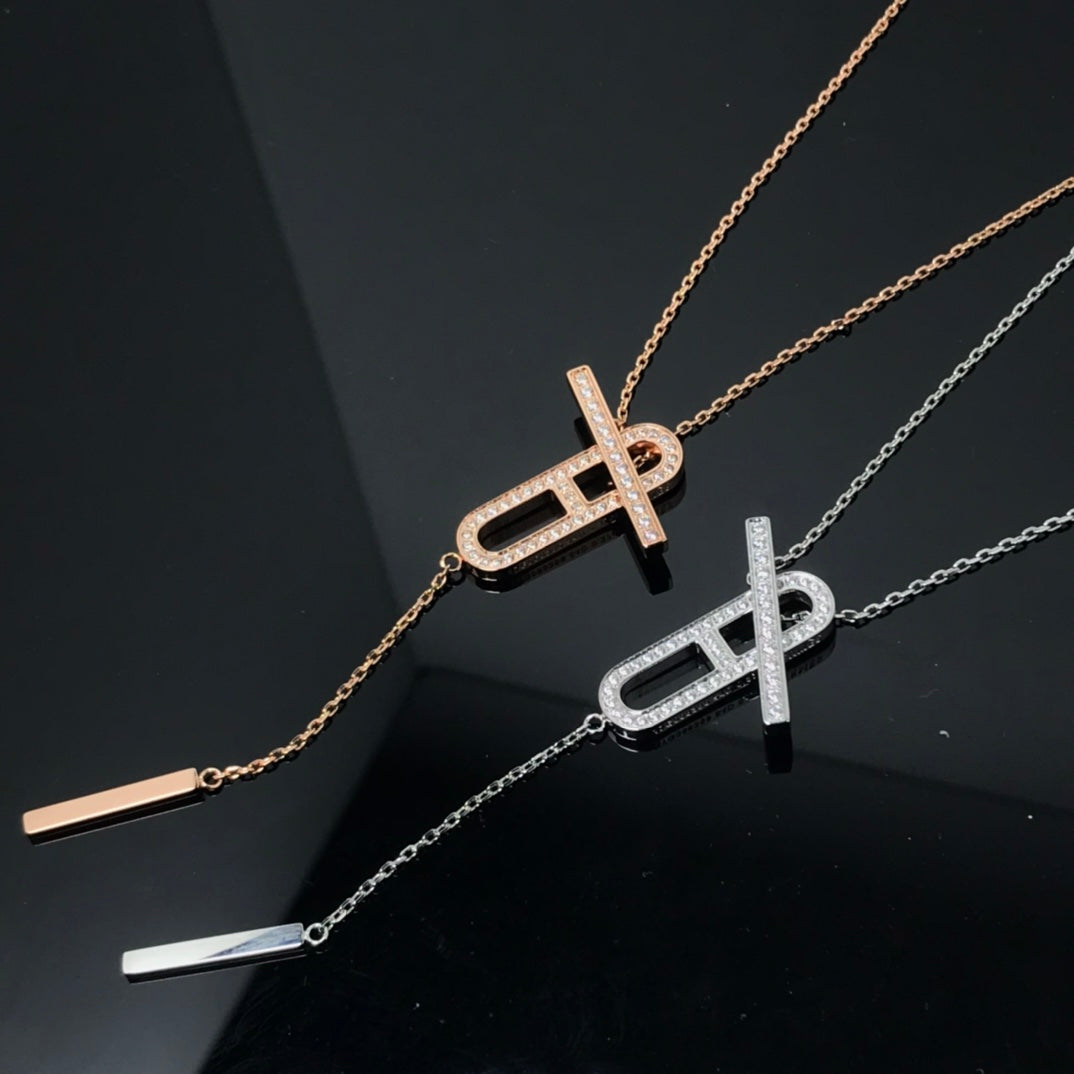 [✨ROSE💎]HM NECKLACE PLATINUM ROSE GOLD DIAMOND
