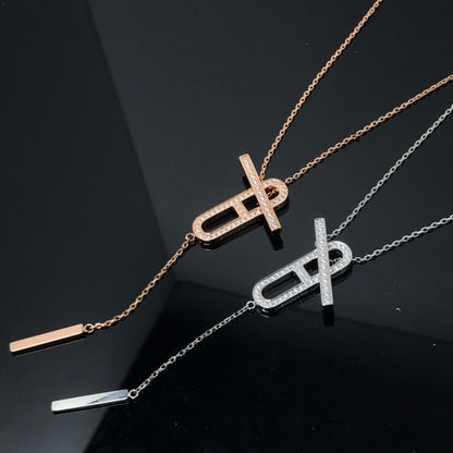 [✨ROSE💎]HM NECKLACE PLATINUM ROSE GOLD DIAMOND