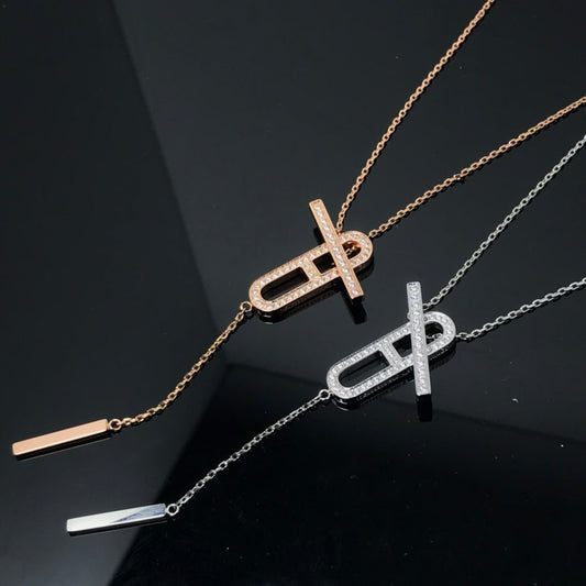 [✨ROSE💎]HM NECKLACE PLATINUM ROSE GOLD DIAMOND