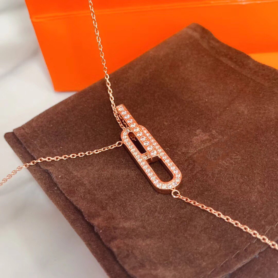 [✨ROSE💎]HM NECKLACE PLATINUM ROSE GOLD DIAMOND