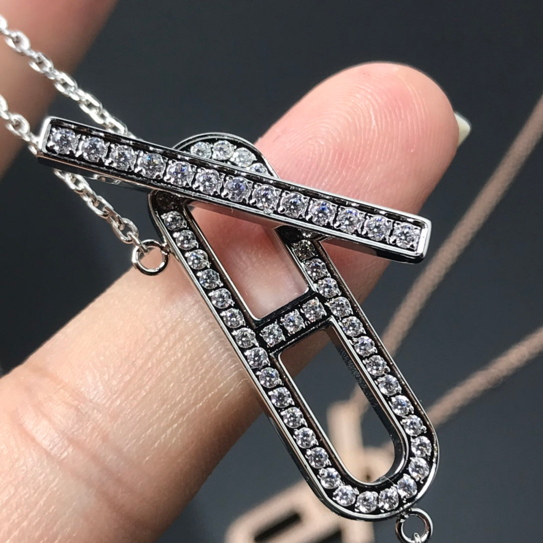 [✨ROSE💎]HM NECKLACE PLATINUM ROSE GOLD DIAMOND