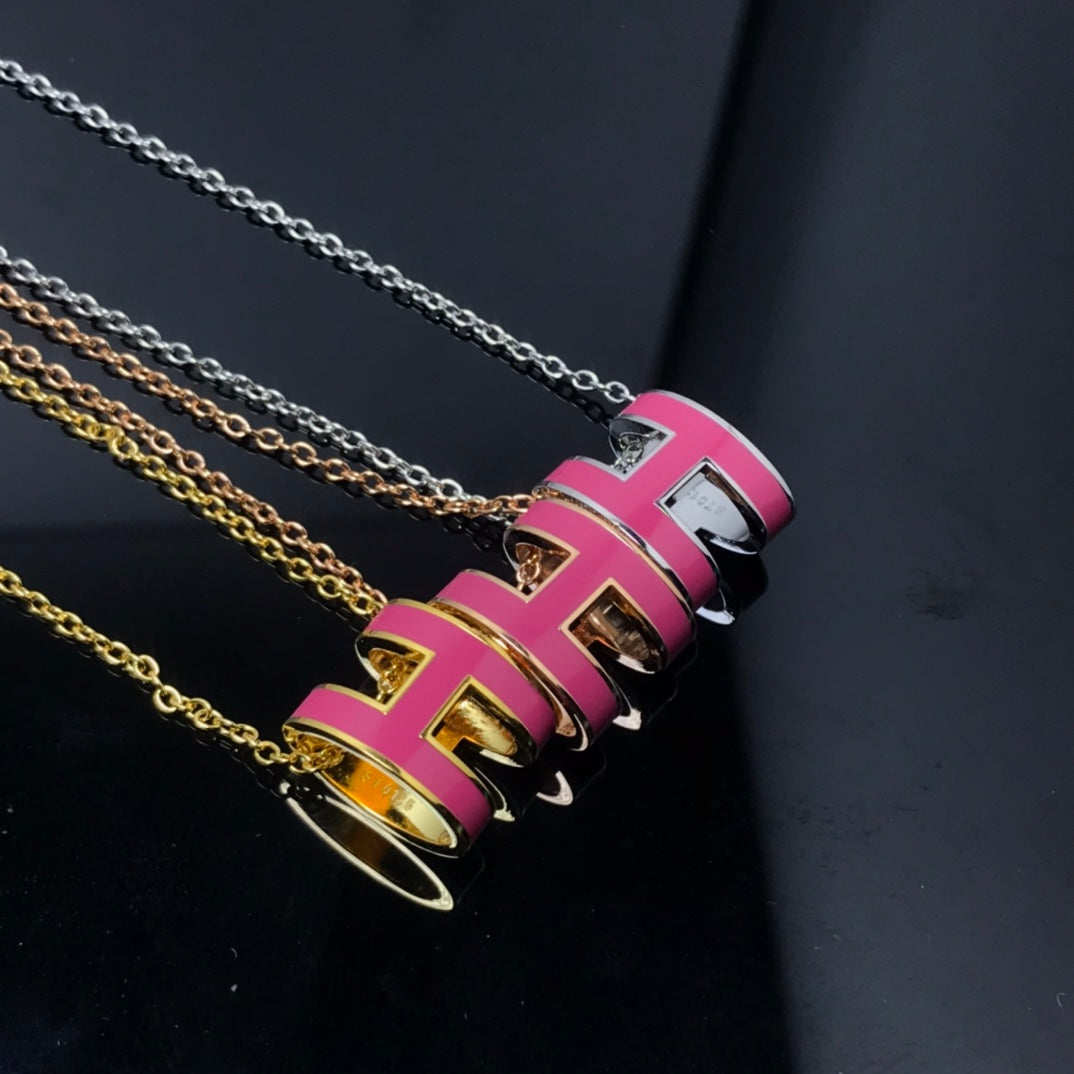 [✨ROSE💎]H NECKLACE PINK