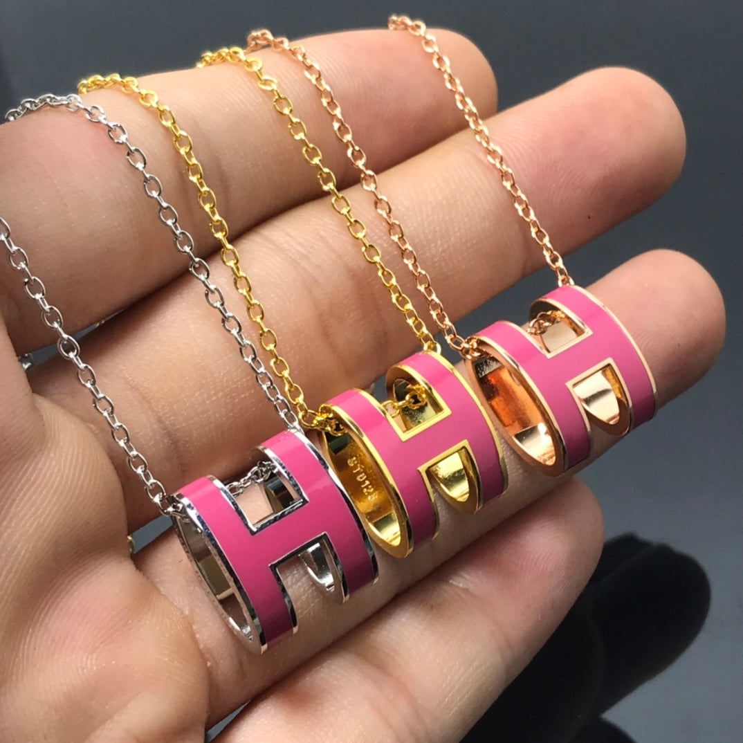 [✨ROSE💎]H NECKLACE PINK