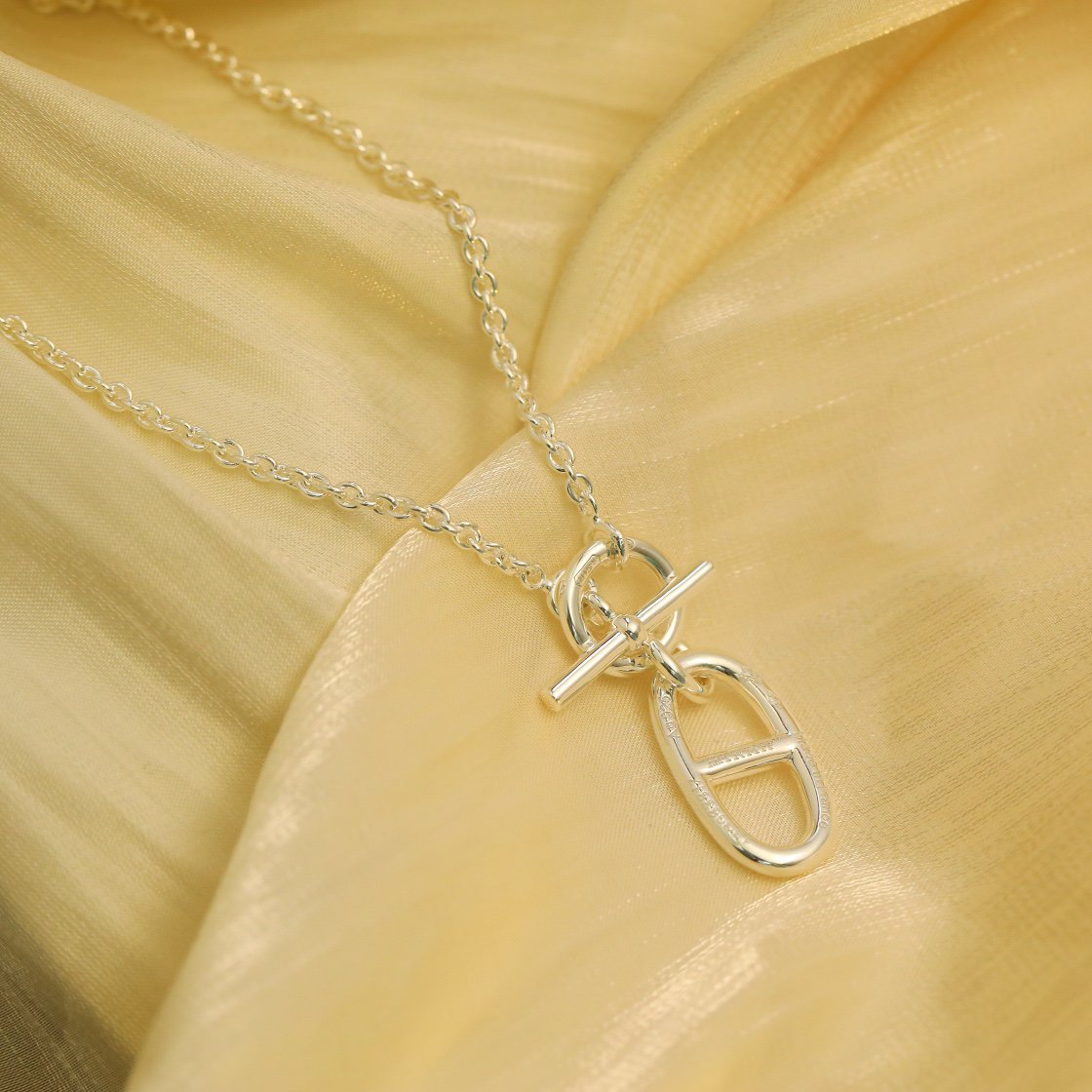 [✨ROSE💎]HM CHAINE D'ANCRE PENDANT NECKLACE STERLING SILVER