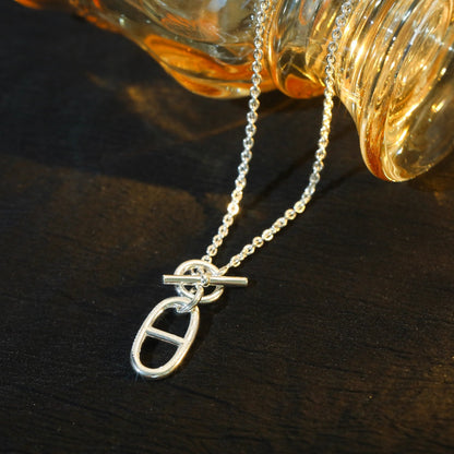 [✨ROSE💎]HM CHAINE D'ANCRE PENDANT NECKLACE STERLING SILVER