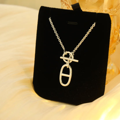 [✨ROSE💎]HM CHAINE D'ANCRE PENDANT NECKLACE STERLING SILVER