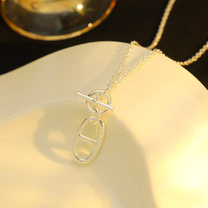 [✨ROSE💎]HM CHAINE D'ANCRE PENDANT NECKLACE STERLING SILVER