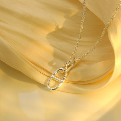 [✨ROSE💎]HM CHAINE D'ANCRE PENDANT NECKLACE STERLING SILVER