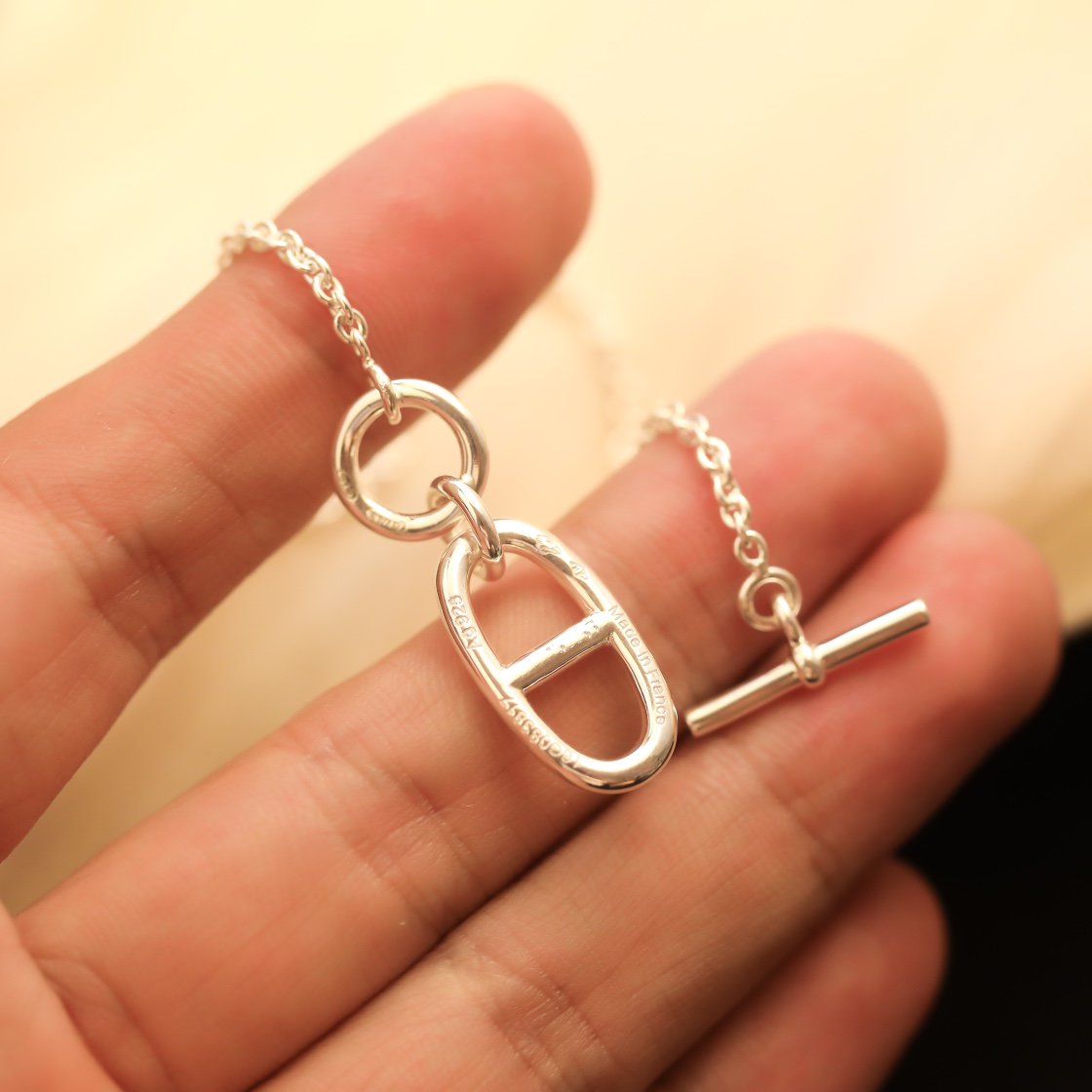 [✨ROSE💎]HM CHAINE D'ANCRE PENDANT NECKLACE STERLING SILVER